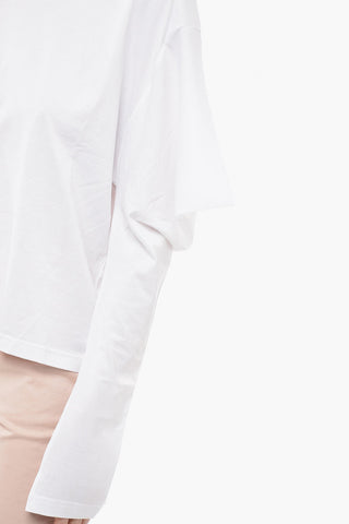 Crew-neck T-shirt with Asymmetrical Sleeve