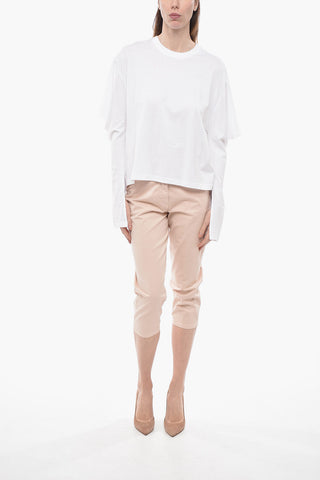 Crew-neck T-shirt with Asymmetrical Sleeve