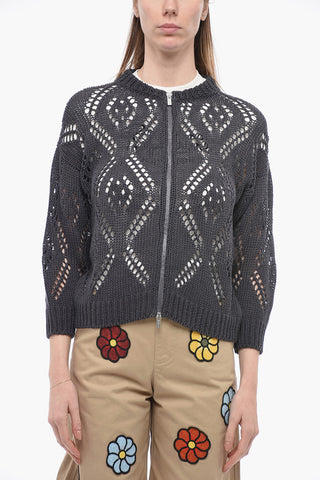 Perforated Sweater with Zipped Closure