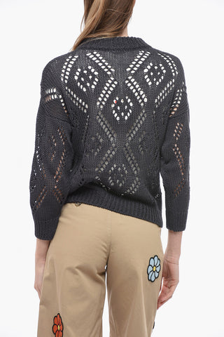 Perforated Sweater with Zipped Closure