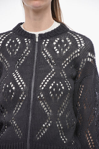 Perforated Sweater with Zipped Closure