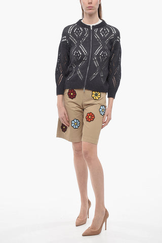 Perforated Sweater with Zipped Closure