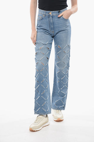 Perforated Cotton Stright Fit Denims 24cm