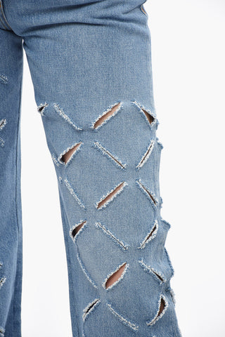 Perforated Cotton Stright Fit Denims 24cm