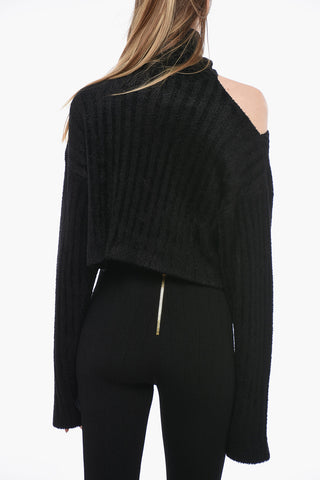 Cold Shoulder Sweater with Jewel Buttons