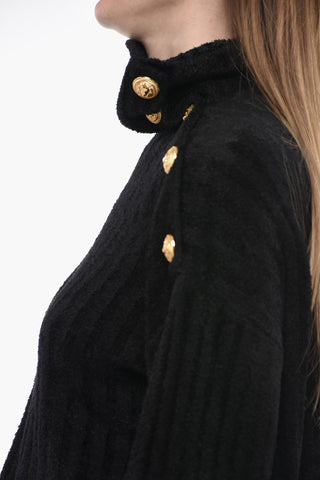 Cold Shoulder Sweater with Jewel Buttons