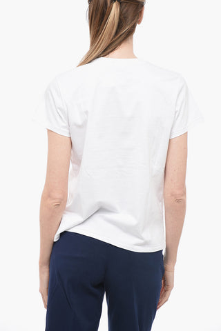Crew-neck T-Shirt with Embroidered Flag