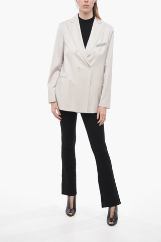Double-breasted Virgin Wool Blazer with Jewel Detail