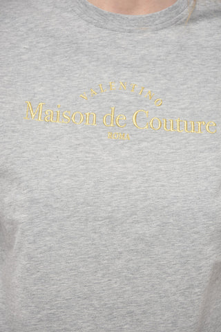 Crew Neck MAISON DE COUTURE T-Shirt with Lurex Embroidery