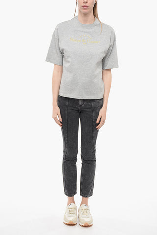 Crew Neck MAISON DE COUTURE T-Shirt with Lurex Embroidery