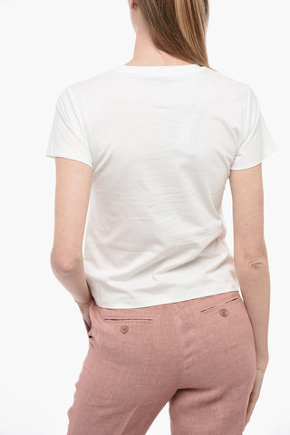 Crew-Neck T-shirt with Rhinestone and Studded