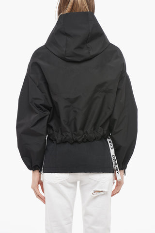 Nylon Crop Windbreaker with Maxi Zip