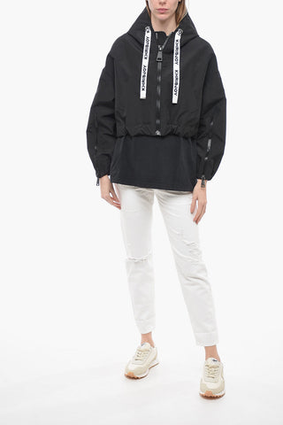 Nylon Crop Windbreaker with Maxi Zip