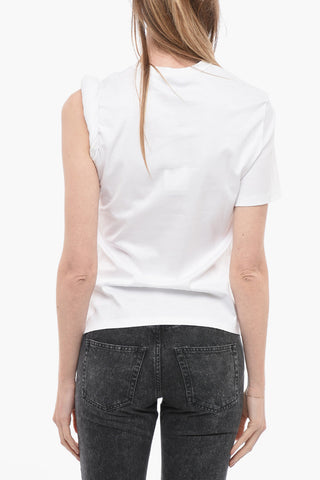 T-Shirt Girocollo GODDESS in Cotone con Manica Arricciata