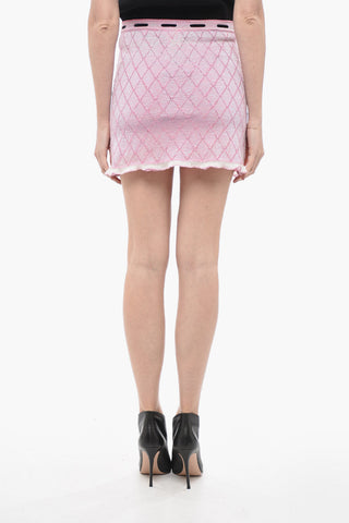 Argyle Lurex Miniskirt with Ruffle Hem