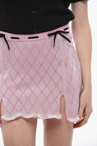 Argyle Lurex Miniskirt with Ruffle Hem