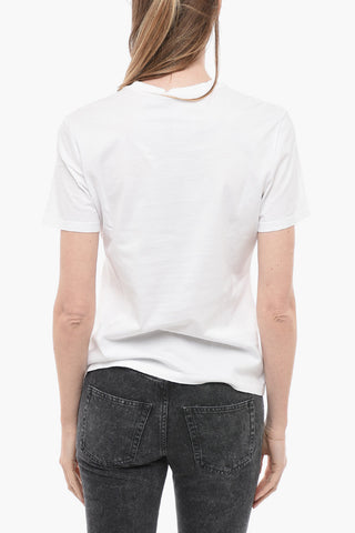 Crew Neck Cotton T-Shirt with Embroidered Logo