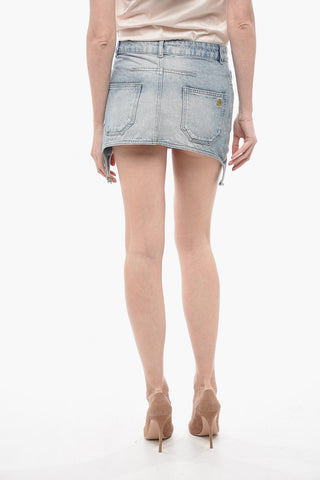 Minigonna in Denim con Abbottonatura Frontale