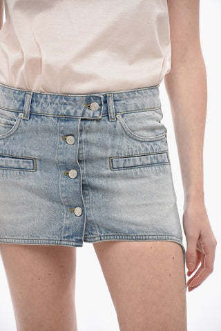 Minigonna in Denim con Abbottonatura Frontale