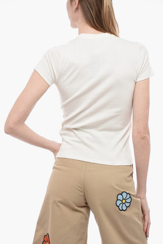 Solid Color Crew-neck T-Shirt with Printed Logo