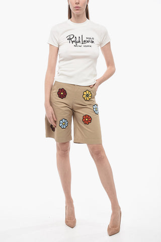 Solid Color Crew-neck T-Shirt with Printed Logo