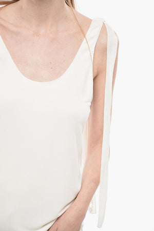 Chiffon Tank Top with Decorative Ribbons