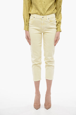 LUXE VINTAGE Acid-Wash Five-Pocket Pants with Gold Button