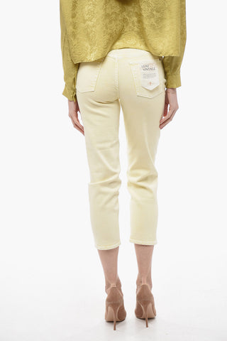 LUXE VINTAGE Acid-Wash Five-Pocket Pants with Gold Button