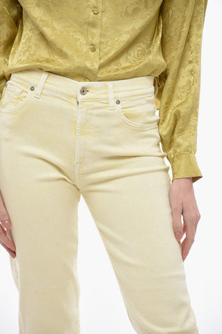 LUXE VINTAGE Acid-Wash Five-Pocket Pants with Gold Button
