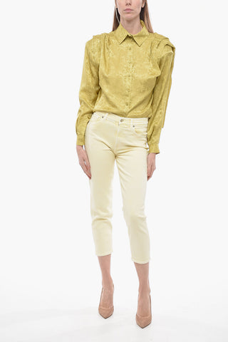 LUXE VINTAGE Acid-Wash Five-Pocket Pants with Gold Button