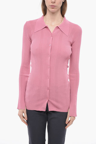Ribbed Sweater with Polo neck