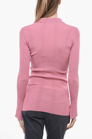Ribbed Sweater with Polo neck
