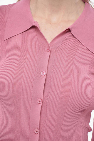 Ribbed Sweater with Polo neck