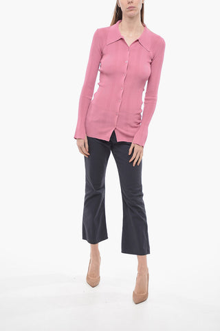 Ribbed Sweater with Polo neck