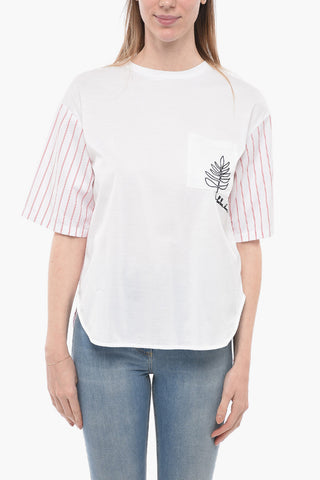 LEISURE Cotton FELTRE T-Shirt with Popeline Inserts