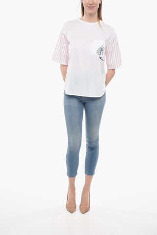 LEISURE Cotton FELTRE T-Shirt with Popeline Inserts