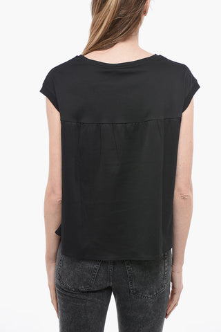 Flared Crew-Neck T-shirt with Side Slit