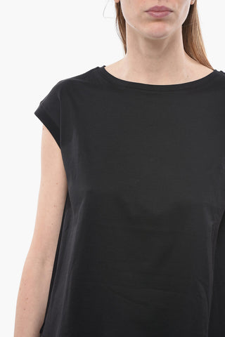 Flared Crew-Neck T-shirt with Side Slit