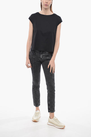Flared Crew-Neck T-shirt with Side Slit
