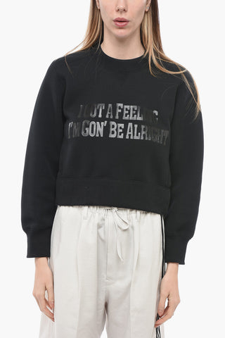 Felpa Cropped Fit I GOT A FEELING con Spacchi Laterali