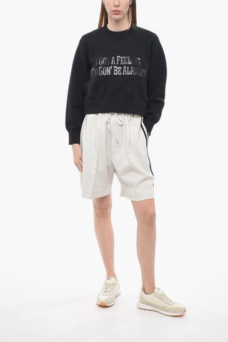Felpa Cropped Fit I GOT A FEELING con Spacchi Laterali