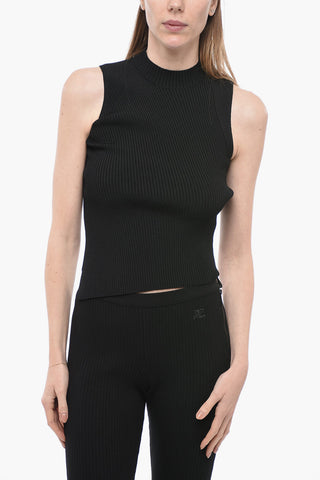 Ribbed Fabric Asymmetric Tank Top