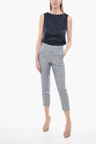 Linen Chinos Pants with Windowpane Pattern