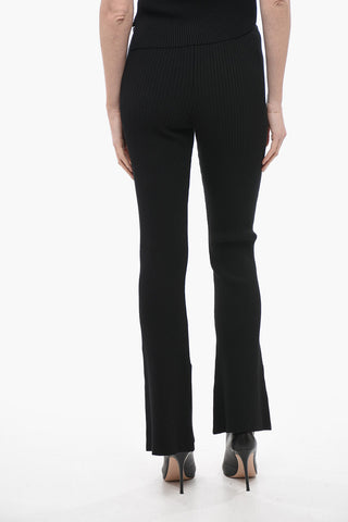 Pantaloni Bootcut a Costine con Zip Laterale