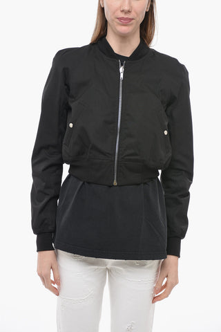 EDFU Cropped Fit Cotton Blend Reversible Bomber Jacket