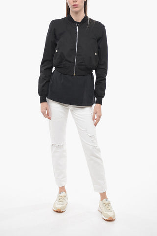 EDFU Cropped Fit Cotton Blend Reversible Bomber Jacket