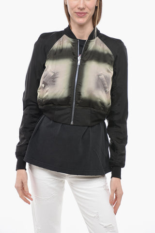 EDFU Cropped Fit Cotton Blend Reversible Bomber Jacket