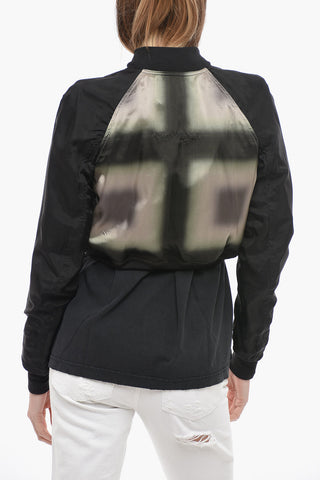 EDFU Cropped Fit Cotton Blend Reversible Bomber Jacket