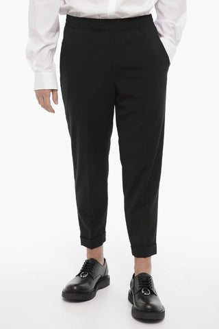 Casual Slim Fit Trousers with Turn-Up Hem