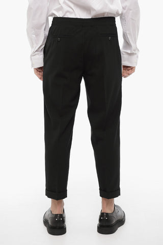 Casual Slim Fit Trousers with Turn-Up Hem